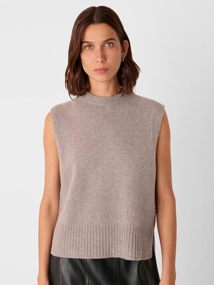 Whistles Wool Sleeveless Tank Top, White