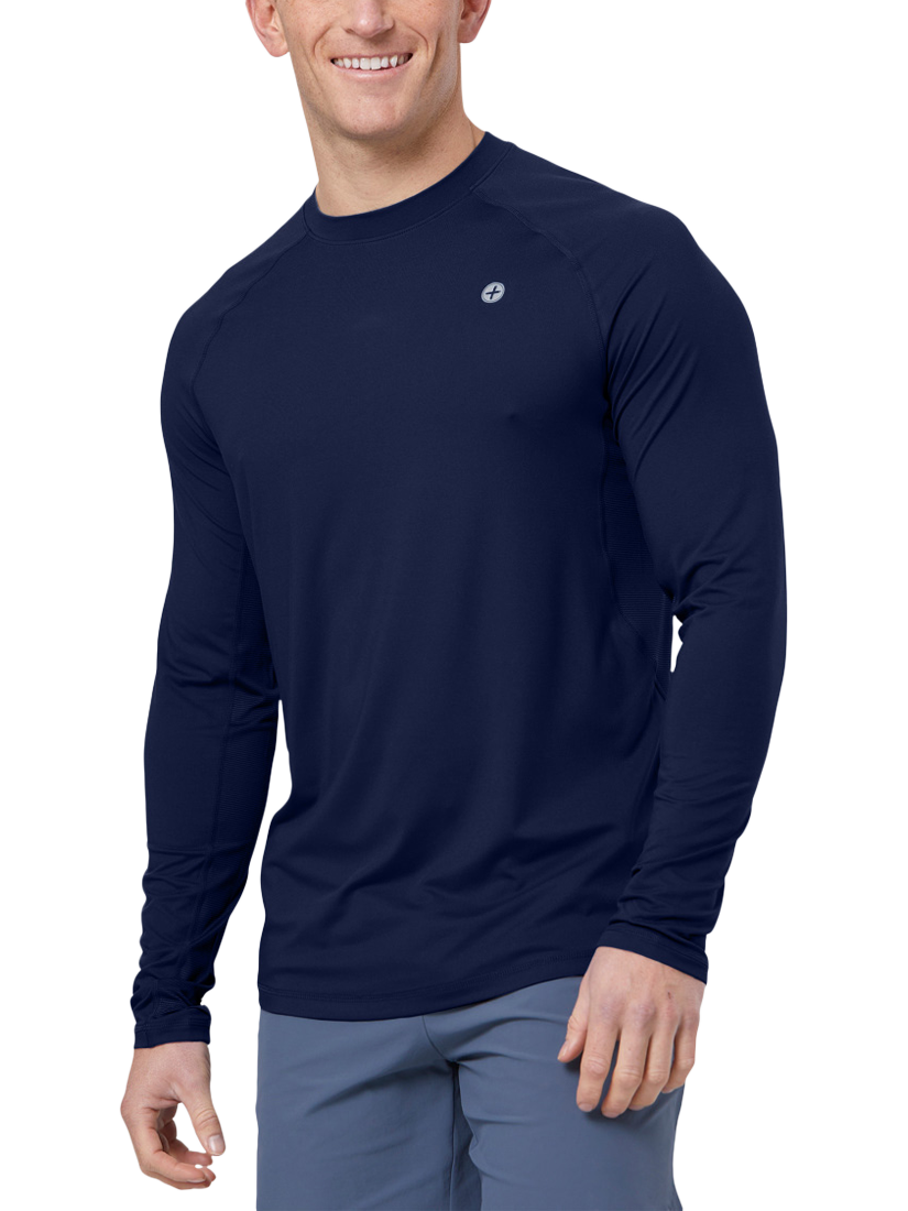 Product image 1 of 8, which shows Gym+Coffee Relentless Long Sleeve Top, Twilight Navy, XXS