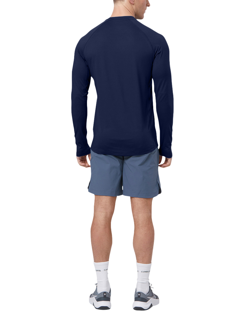 Product image 3 of 8, which shows Gym+Coffee Relentless Long Sleeve Top, Twilight Navy, XXS