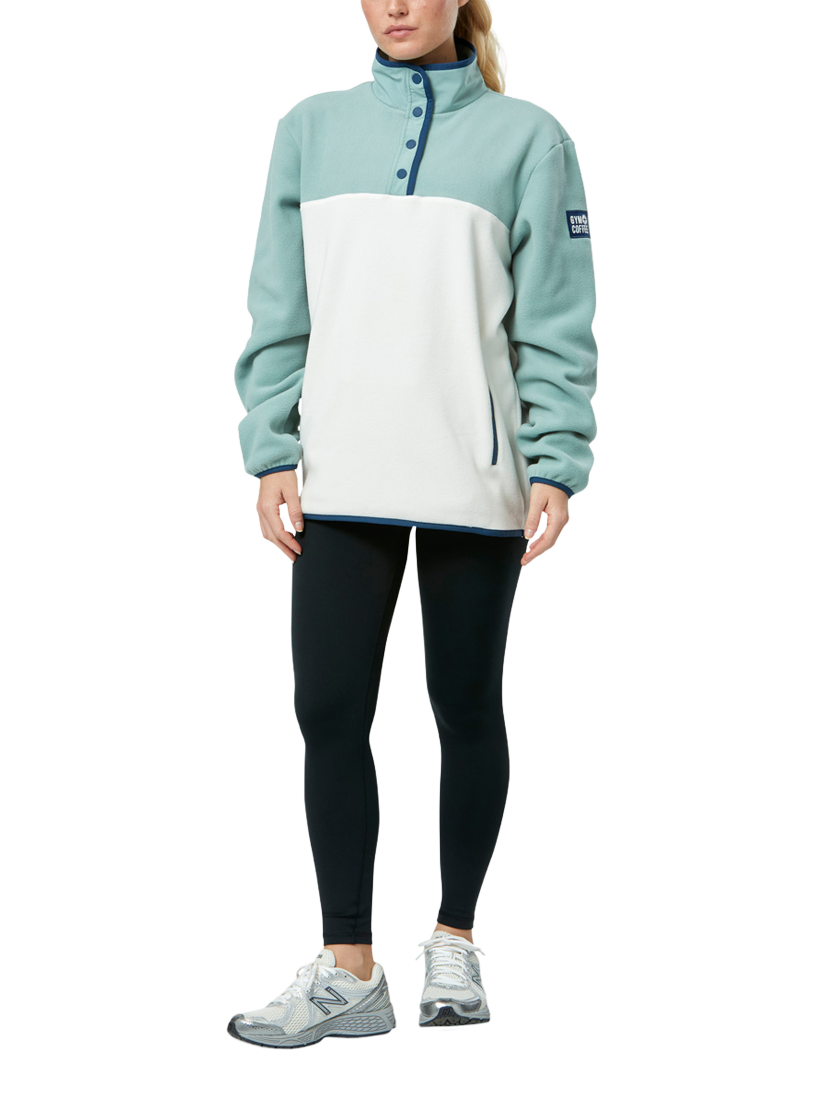 Product image 3 of 9, which shows Gym+Coffee Snap Collar Polar Fleece, Summer Green, XXS