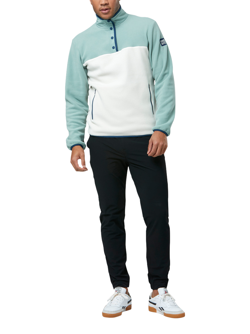 Product image 5 of 9, which shows Gym+Coffee Snap Collar Polar Fleece, Summer Green, XXS