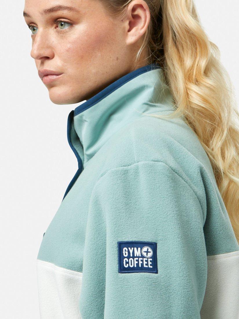 Product image 7 of 9, which shows Gym+Coffee Snap Collar Polar Fleece, Summer Green, XXS