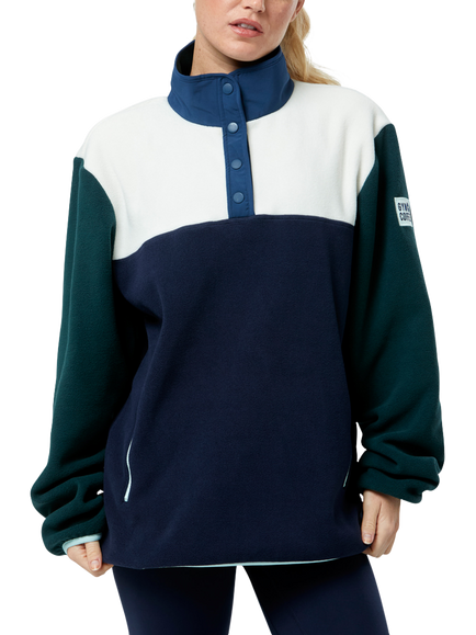 Gym+Coffee Snap Collar Polar Fleece, Twilight Navy
