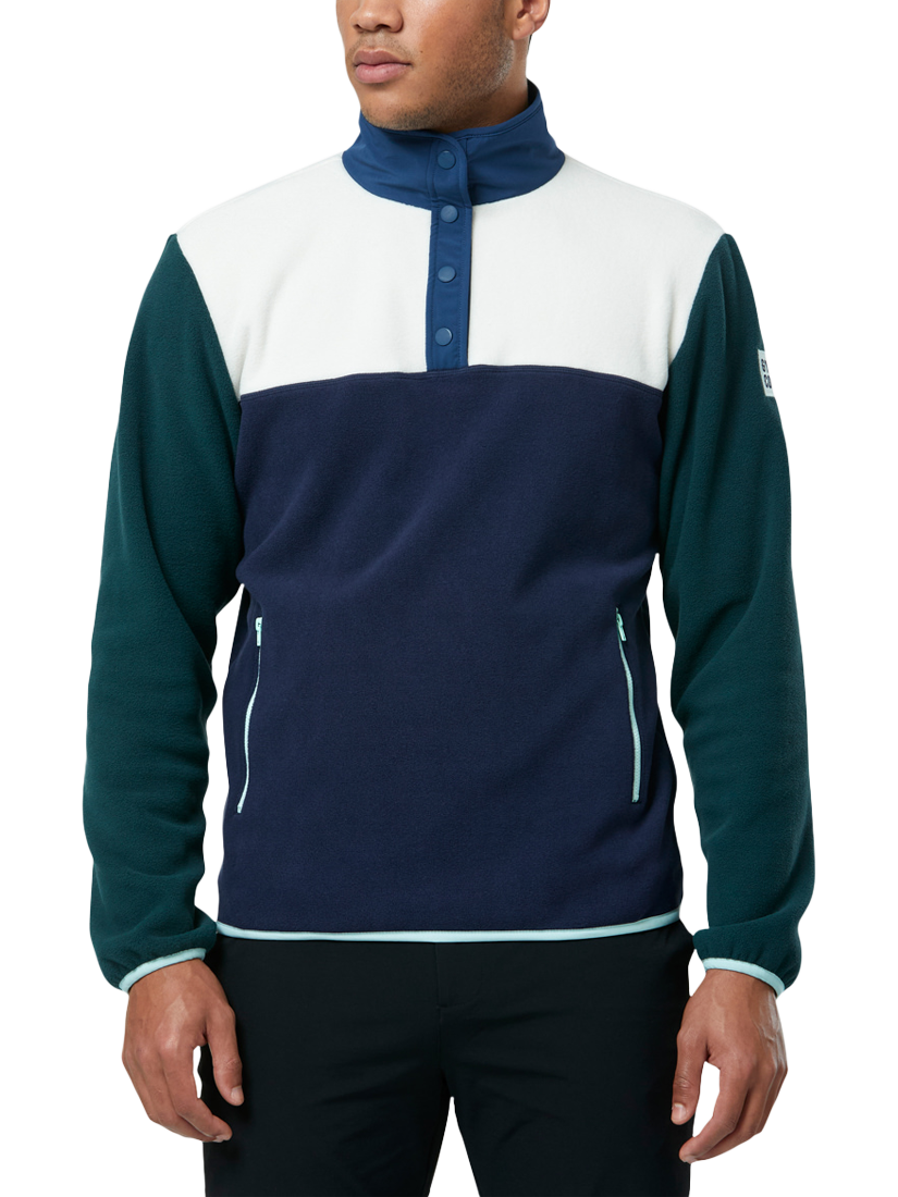 Product image 2 of 9, which shows Gym+Coffee Snap Collar Polar Fleece, Twilight Navy, XS