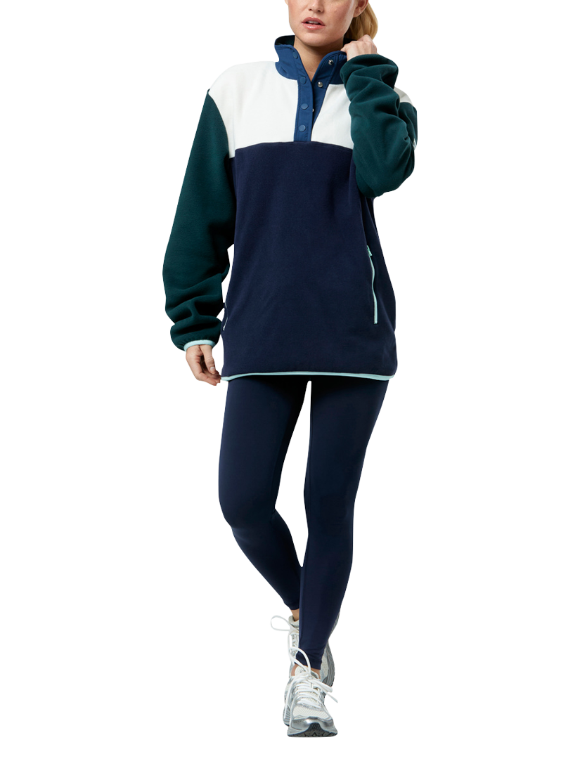 Product image 3 of 9, which shows Gym+Coffee Snap Collar Polar Fleece, Twilight Navy, XS