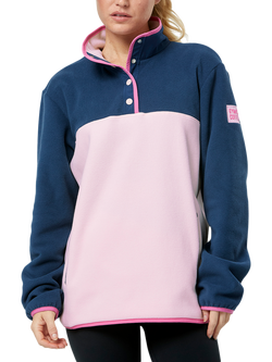 Gym+Coffee Snap Collar Polar Fleece, Powder Pink