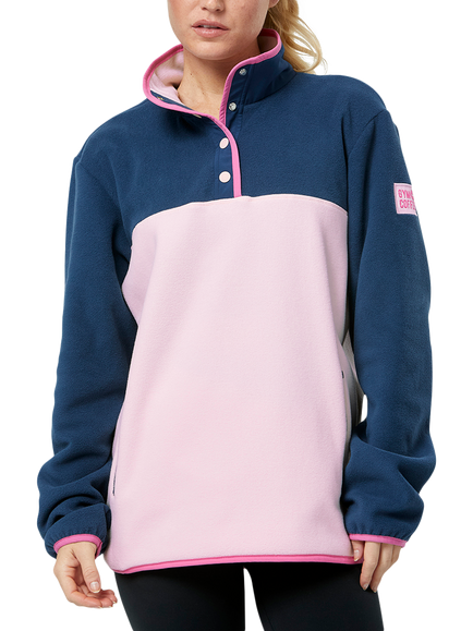 Gym+Coffee Snap Collar Polar Fleece, Powder Pink
