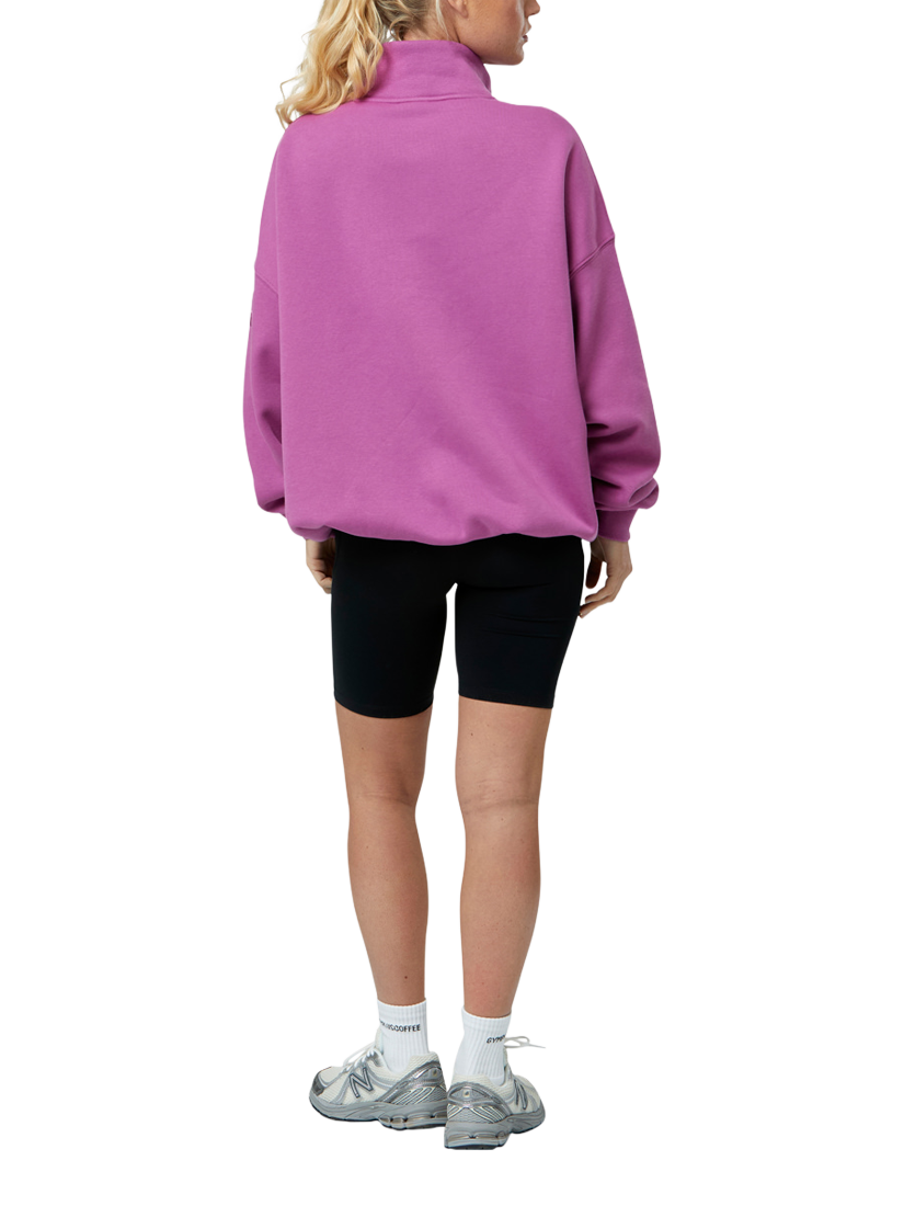 Product image 3 of 5, which shows Gym+Coffee Snap Collar Sweatshirt, Crisp Pink, XXS