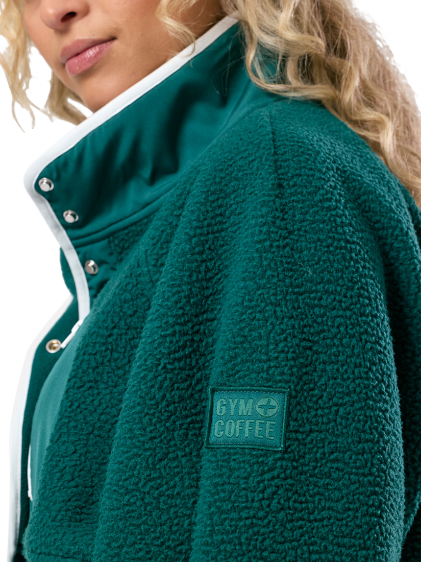 Product image 4 of 6, which shows Gym+Coffee Horizon Layer Up Jacket, Jungle Green, XXS