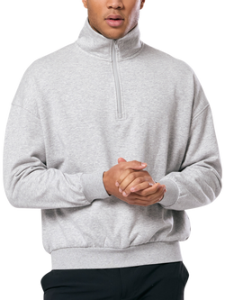 Gym+Coffee Unisex Clubhouse Funnel Neck Top, Grey Marl - view 2, Grey Marl