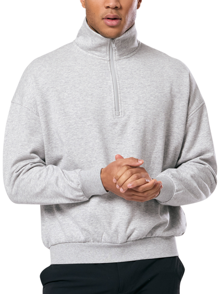 Gym+Coffee Unisex Clubhouse Funnel Neck Top, Grey Marl - view 2, Grey Marl