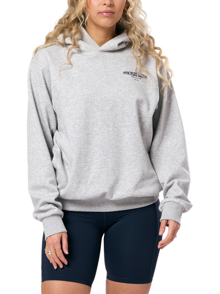Gym+Coffee Unisex Clubhouse Hoodie, Grey Marl