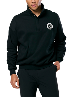 Gym+Coffee Unisex Snap Collar Varsity Sweatshirt, Black, Black