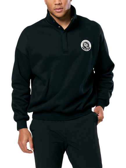 Gym+Coffee Unisex Snap Collar Varsity Sweatshirt, Black, Black