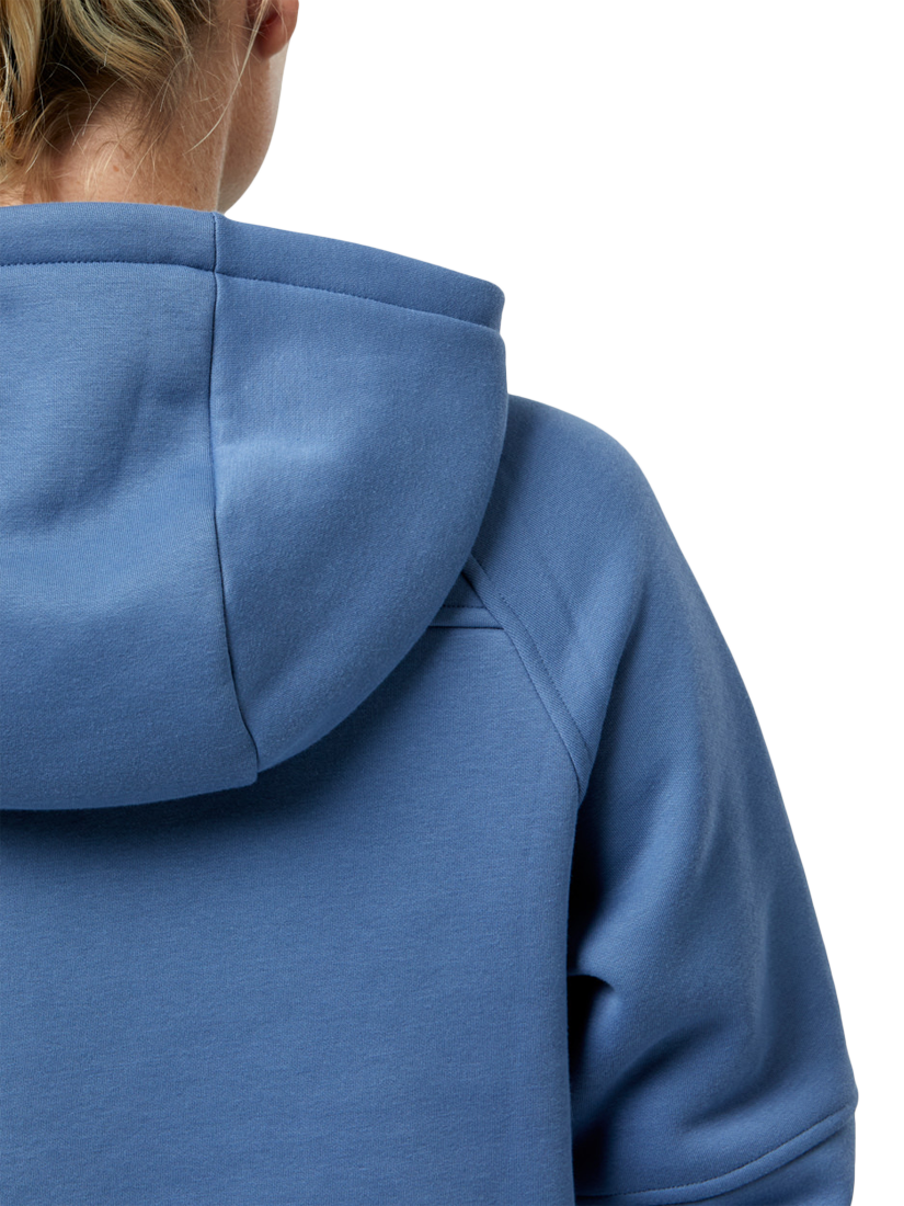 Product image 4 of 10, which shows Gym+Coffee Sierra Half Zip Cropped Hoodie, Oasis Blue, XXS