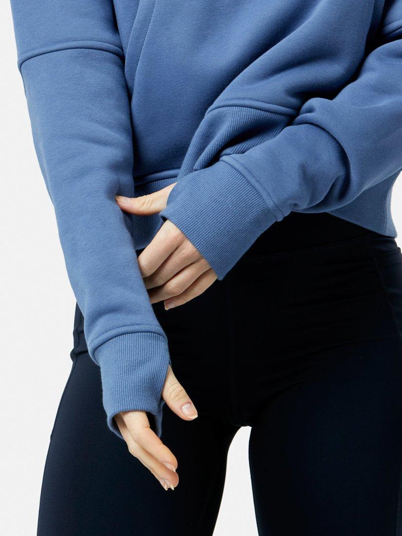 Product image 8 of 10, which shows Gym+Coffee Sierra Half Zip Cropped Hoodie, Oasis Blue, XXS