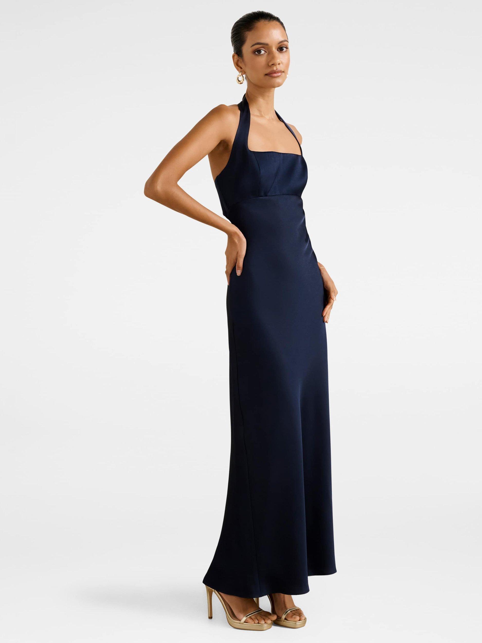 Product image 3 of 4, which shows Forever New Petite April Open Back Maxi Dress, Navy, 4