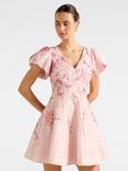Forever New Camden Floral Puff Sleeve Mini Dress, Pink/Multi