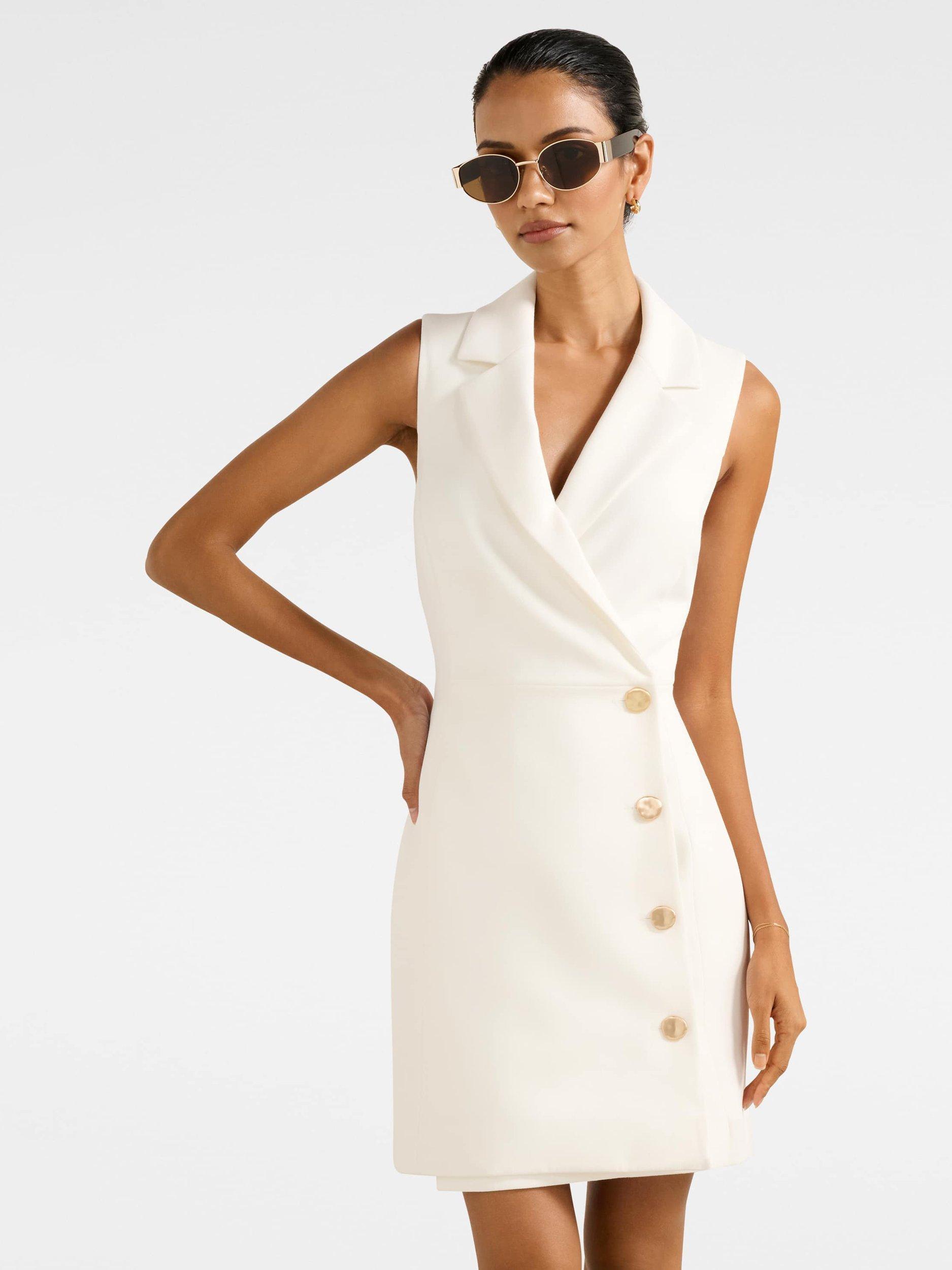 Forever New Petite Eddie Blazer Mini Dress, Porcelain