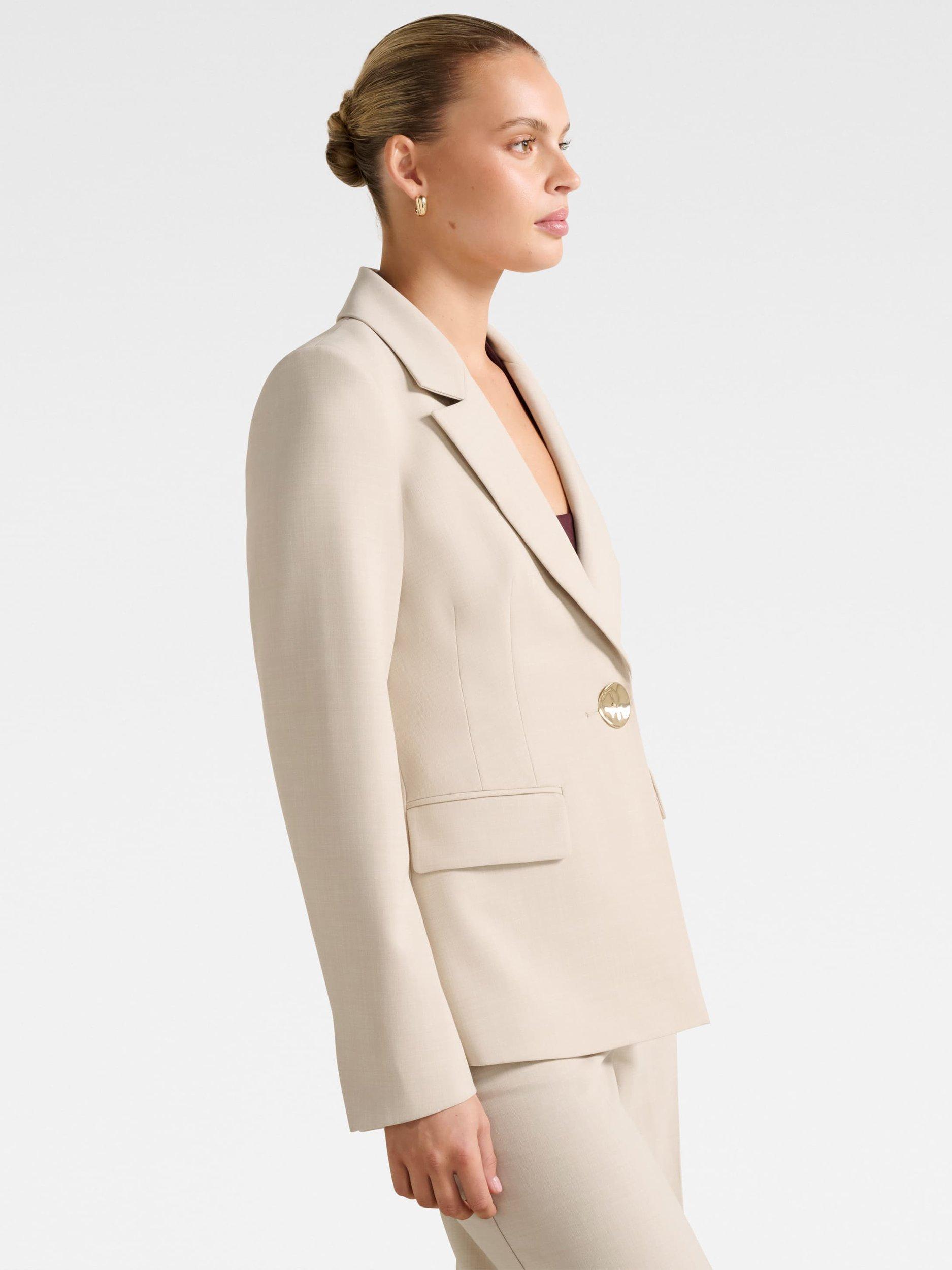Product image 3 of 5, which shows Forever New Lulu One Button Blazer, Milk, 4