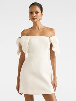 Forever New Petite Adalyn Bow Mini Dress, Porcelain, Porcelain