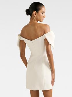 Forever New Petite Adalyn Bow Mini Dress, Porcelain - view 2, Porcelain