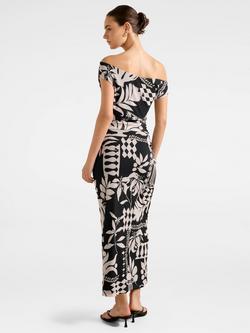 Forever New Gisella Graphic Floral Tipped Mesh Midi Dress, Mono Rhodes Collage - view 2, Mono Rhodes Collage