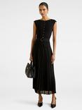Forever New Petite Lelani Pleated Hem Midi Dress Dress, Black