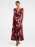 Forever New Petite Naya Ruffle Midi Dress, Berry