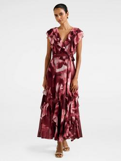 Forever New Petite Naya Ruffle Midi Dress, Berry, Berry