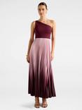 Forever New Olena One Shoulder Pleated Midi Dress, Claret Ombre