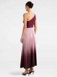 Forever New Olena One Shoulder Pleated Midi Dress, Claret Ombre