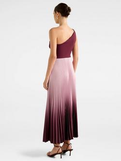 Forever New Olena One Shoulder Pleated Midi Dress, Claret Ombre - view 2, Claret Ombre
