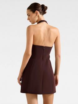 Forever New Riley Halterneck Mini Dress, Deep Plum - view 2, Deep Plum