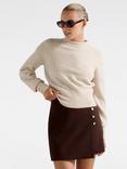 Forever New Jinny Button Detail Wrap Skirt, Chocolate