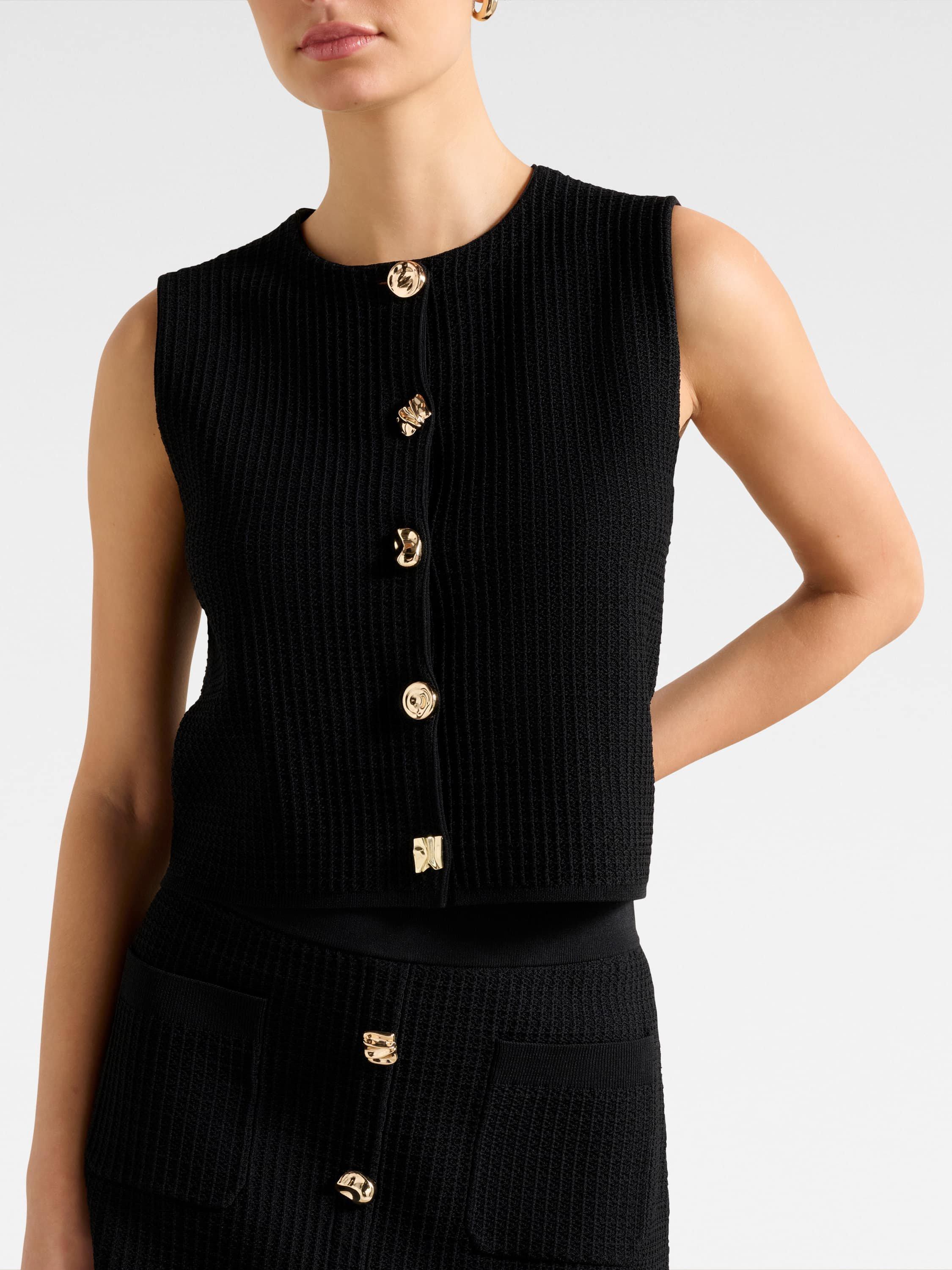 Product image 4 of 5, which shows Forever New Elyse Knitted Tank Top, Black, L