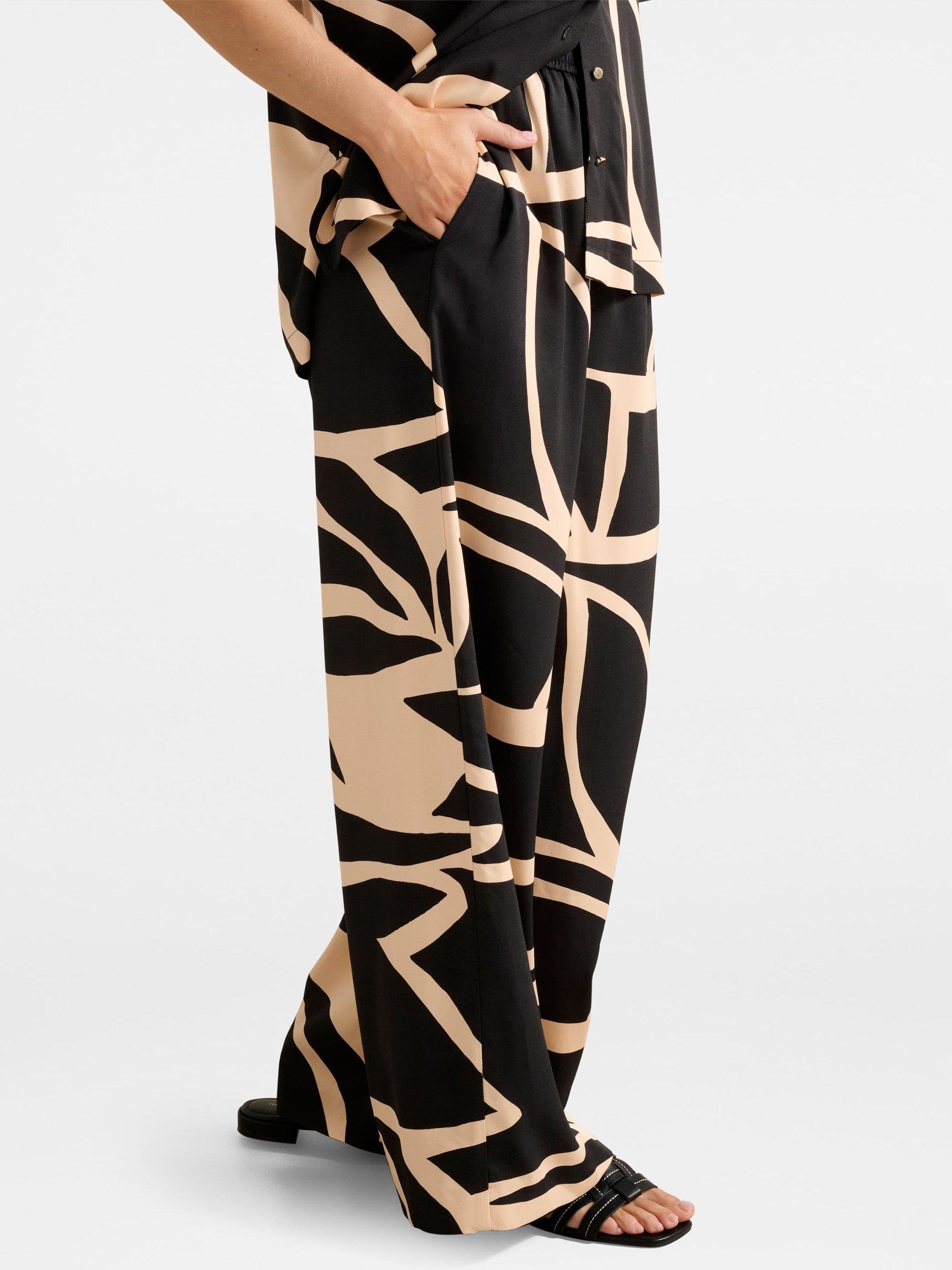 Product image 3 of 5, which shows Forever New Ayla Abstract Palazzo Trousers, Multi, 4
