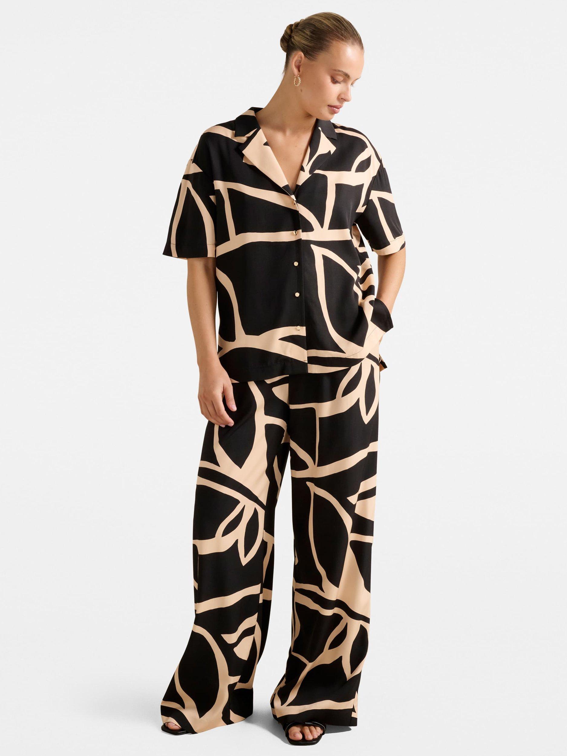 Product image 5 of 5, which shows Forever New Ayla Abstract Palazzo Trousers, Multi, 4
