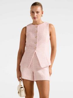 Forever New Lisa Boucle Waistcoat, Pink, Pink