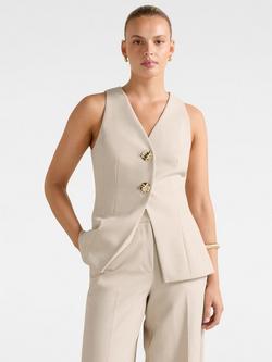 Forever New Lulu Longline Waistcoat, Milk Marle Suit, Milk Marle Suit