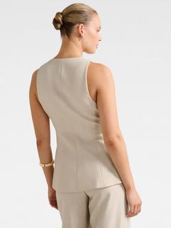 Forever New Lulu Longline Waistcoat, Milk Marle Suit - view 2, Milk Marle Suit