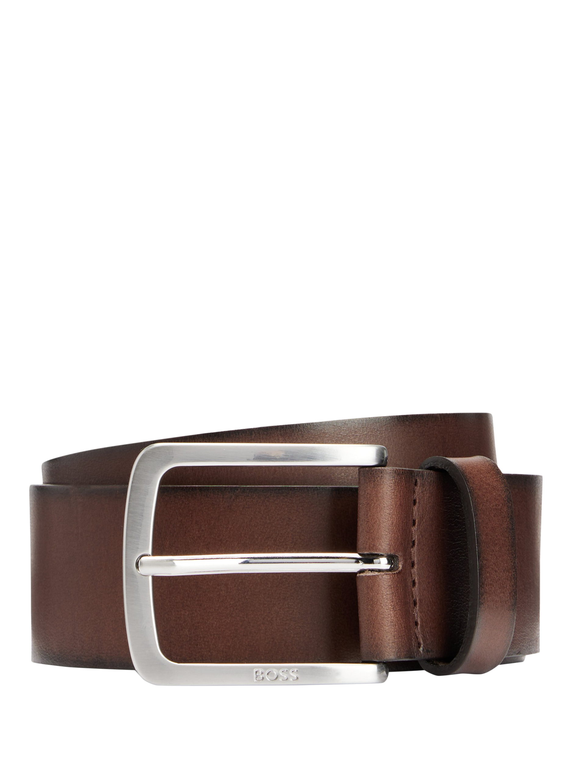 Product image 1 of 4, which shows HUGO BOSS BOSS Leather Belt, Dark Brown, 34