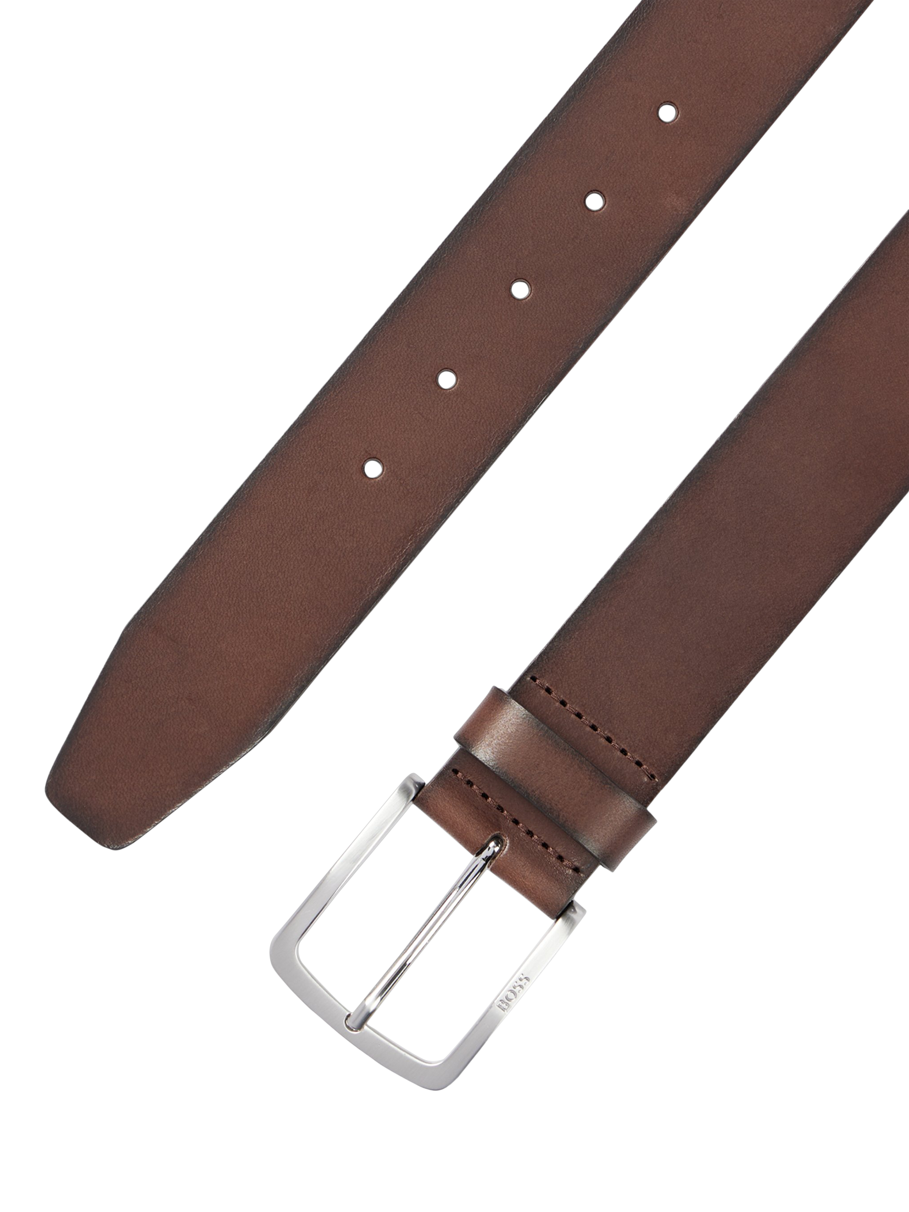 Product image 2 of 4, which shows HUGO BOSS BOSS Leather Belt, Dark Brown, 34