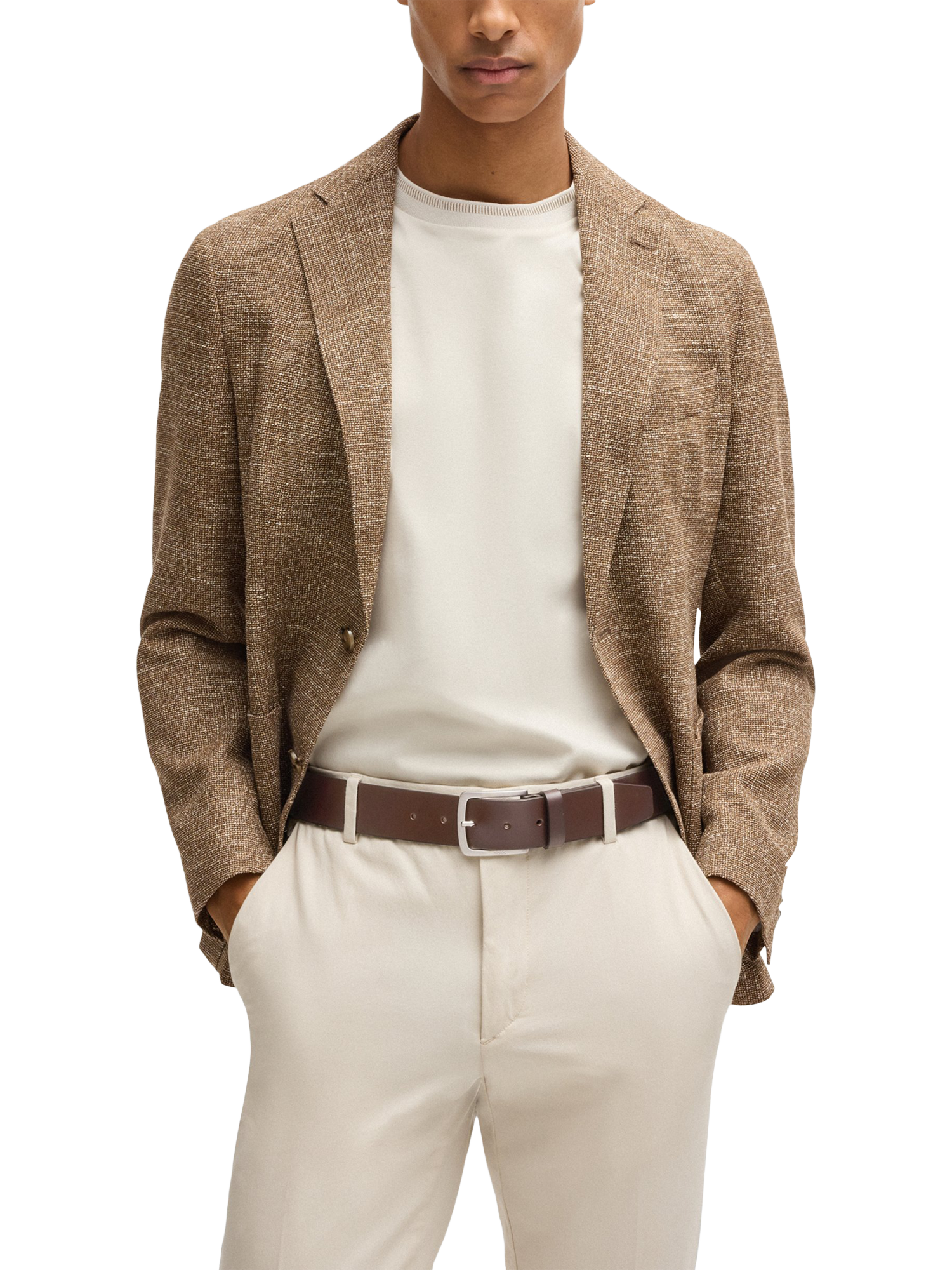 Product image 4 of 4, which shows HUGO BOSS BOSS Leather Belt, Dark Brown, 34