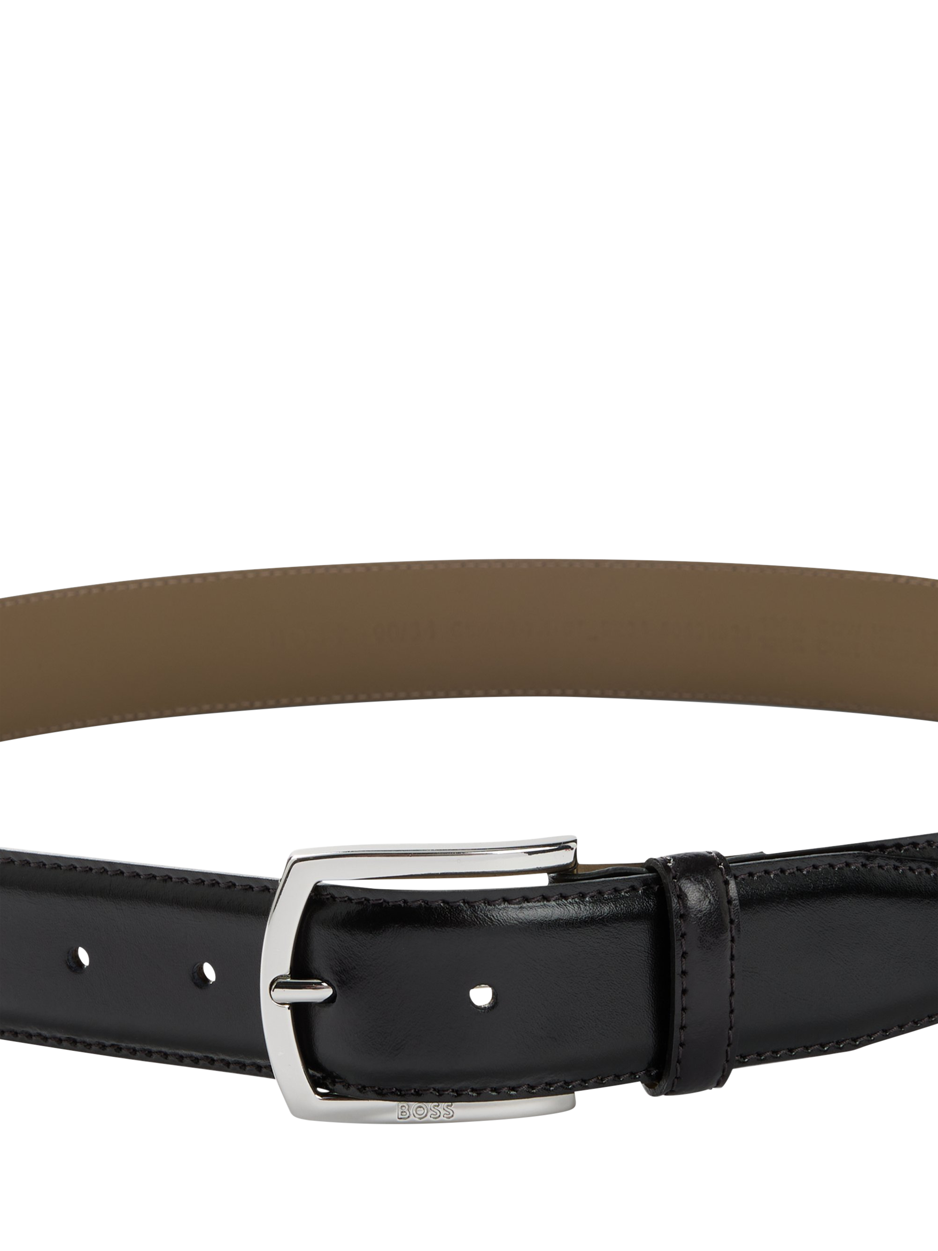 Product image 3 of 4, which shows HUGO BOSS BOSS Leather Belt, Dark Brown, 34