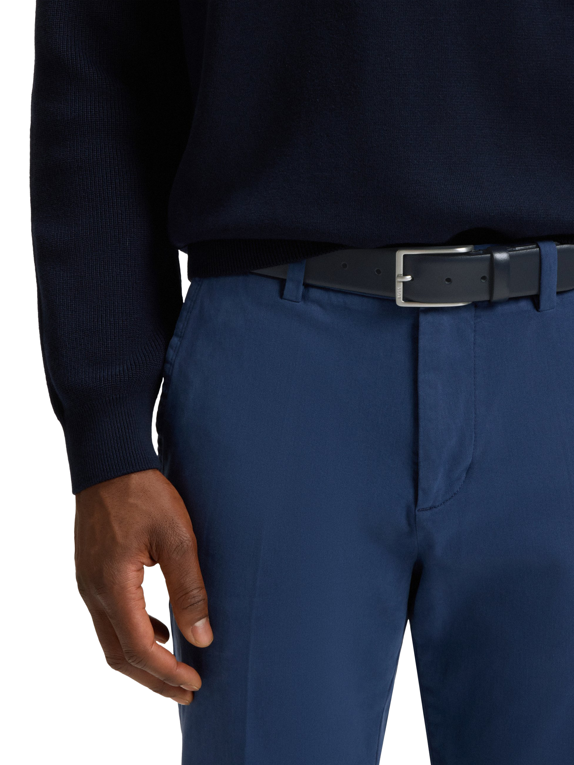 Product image 3 of 4, which shows HUGO BOSS BOSS Leather Belt, Navy, 34