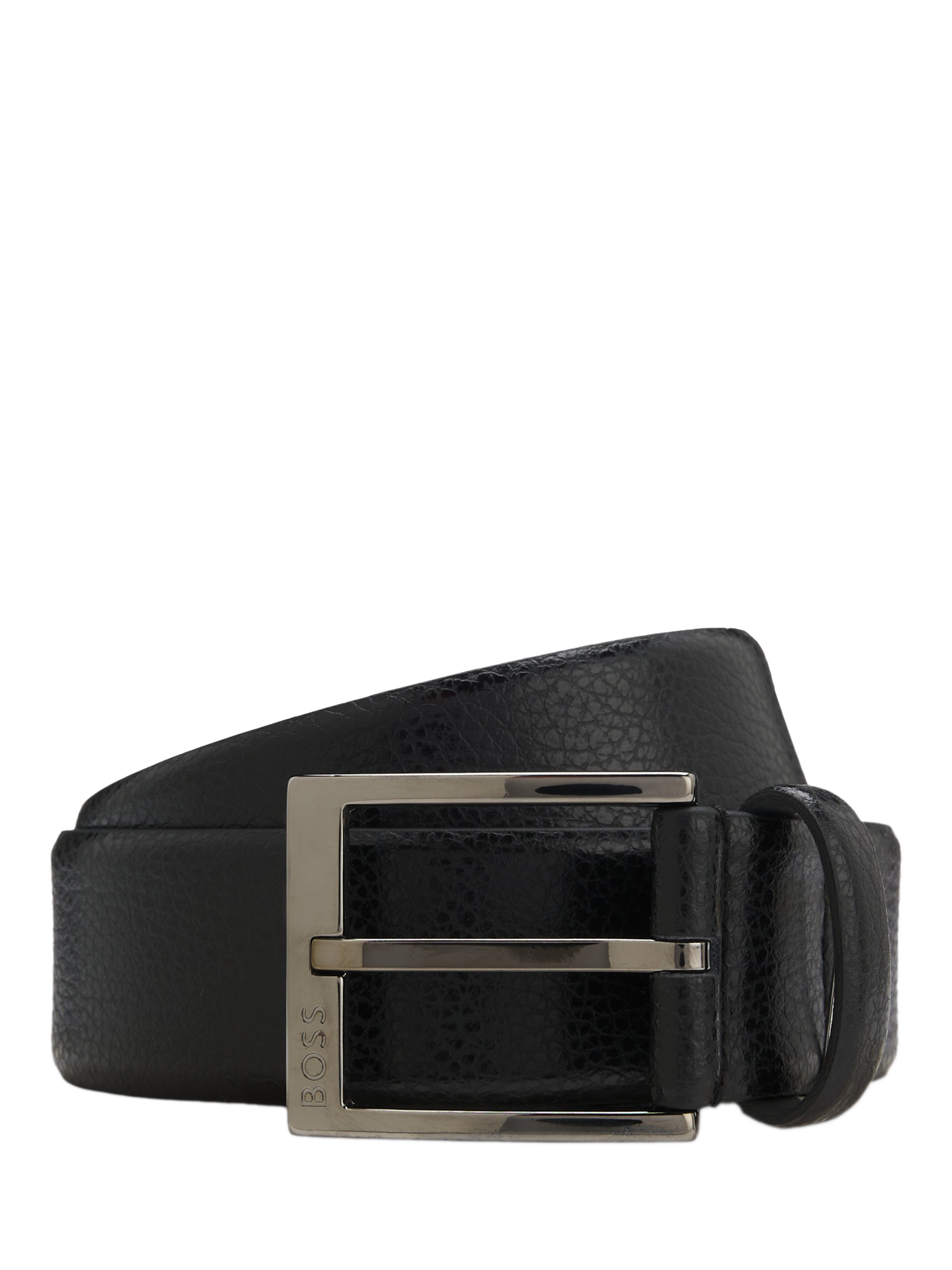 Product image 1 of 3, which shows BOSS Grain Texture Italian Leather Belt, Black, 32