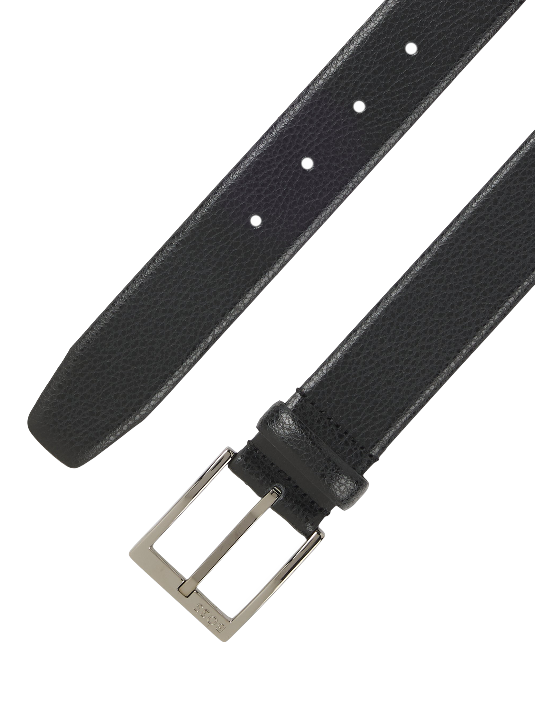 Product image 2 of 3, which shows BOSS Grain Texture Italian Leather Belt, Black, 32