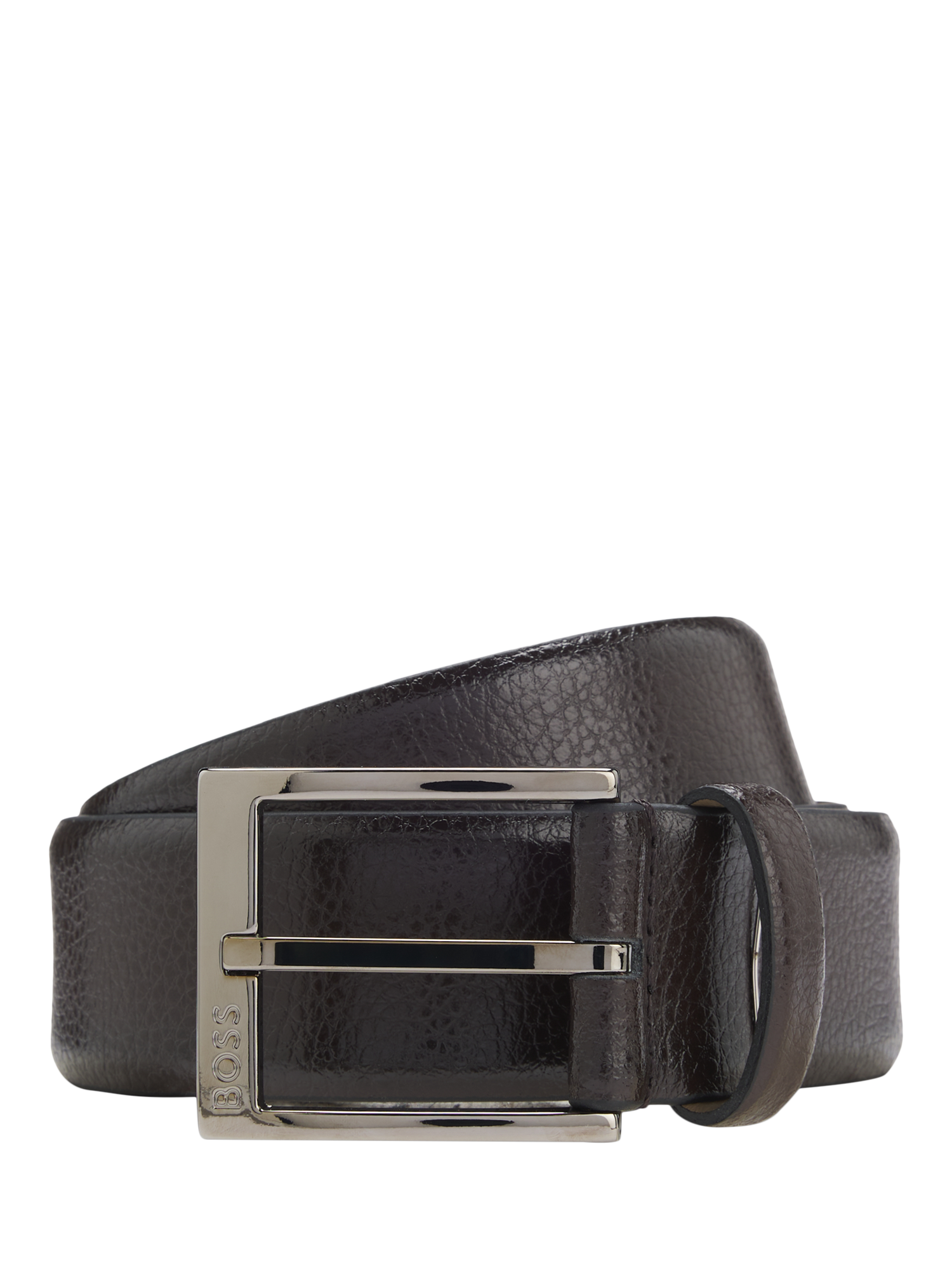 Product image 1 of 4, which shows BOSS Grain Texture Italian Leather Belt, Dark Brown, 36