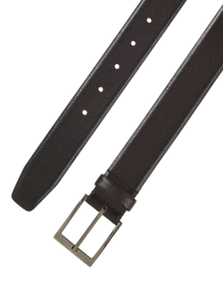 BOSS Grain Texture Italian Leather Belt - view 2, Dark Brown